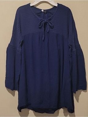 ❤️ VOLCOM GAUZY COTTON BELL SLEEVE TUNIC TOP / COVER-UP DRESS, Xs